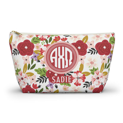 Alpha Chi Omega Personalized Floral Makeup Bag - Ivy Society