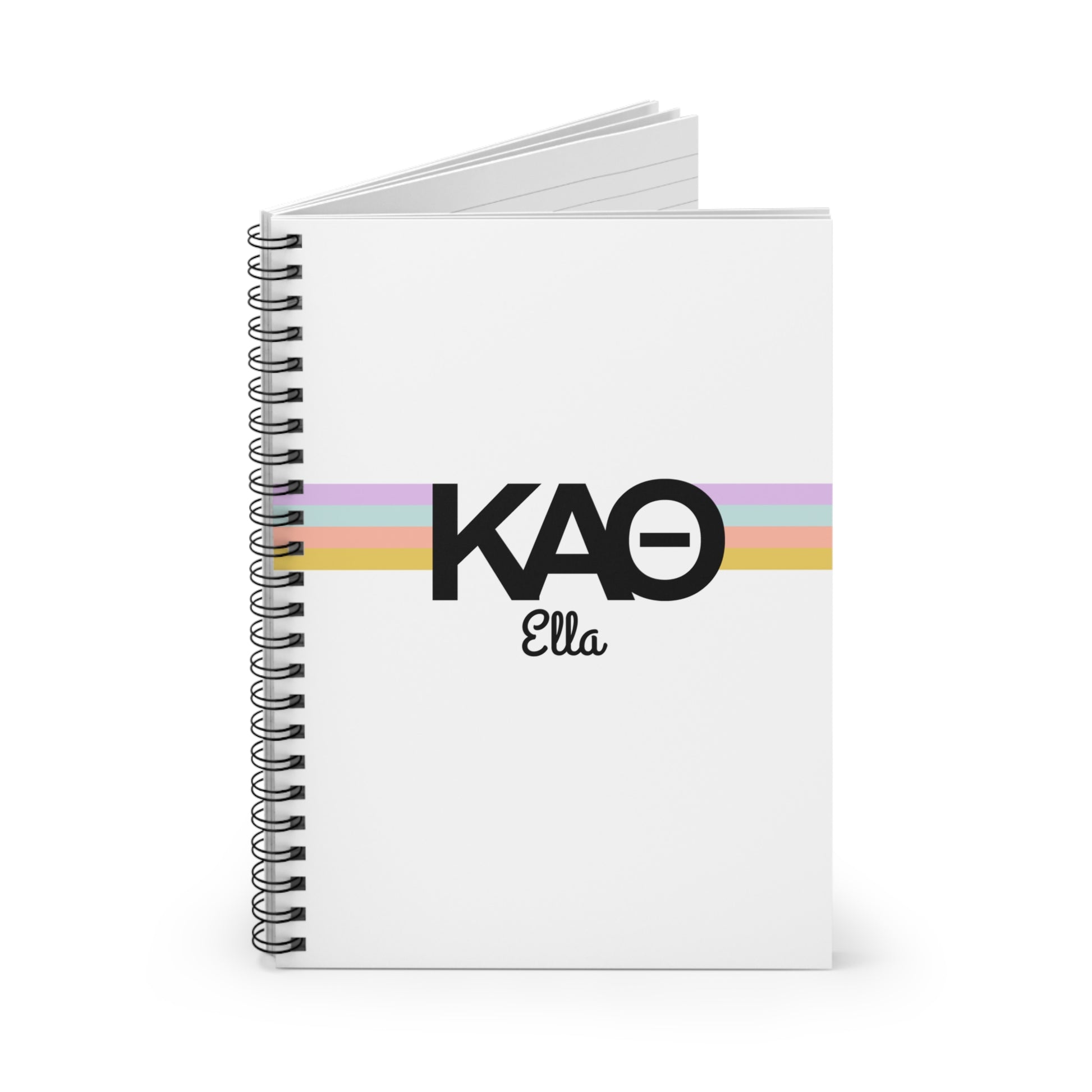 Kappa Alpha Theta Retro Stripe Personalized Notebook - Ivy Society