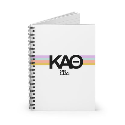 Kappa Alpha Theta Retro Stripe Personalized Notebook - Ivy Society