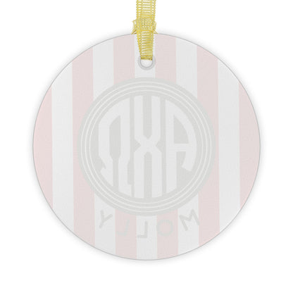 Alpha Chi Omega Personalized Stripe Glass Ornament - Ivy Society