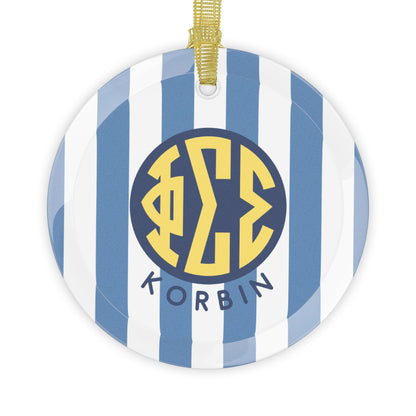 Phi Sigma Sigma Personalized Stripe Ornament - Ivy Society