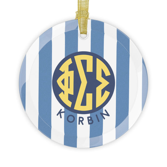 Phi Sigma Sigma Personalized Stripe Ornament - Ivy Society