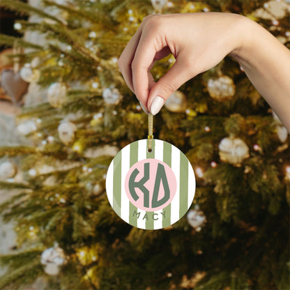 Kappa Delta Personalized Stripe Glass Ornament - Ivy Society