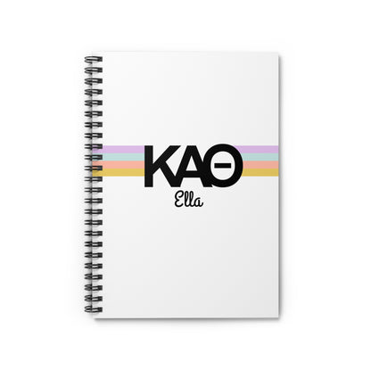 Kappa Alpha Theta Retro Stripe Personalized Notebook - Ivy Society