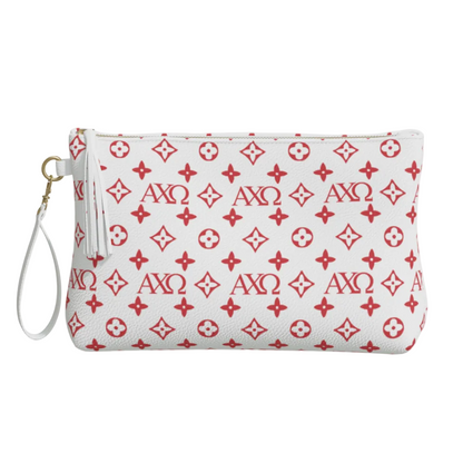 Alpha Chi Omega Design Vegan Leather Makeup Bag - Ivy Society