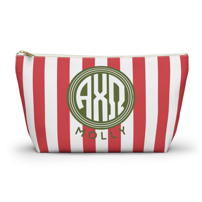 Alpha Chi Omega Personalized Stripe Makeup Bag - Ivy Society