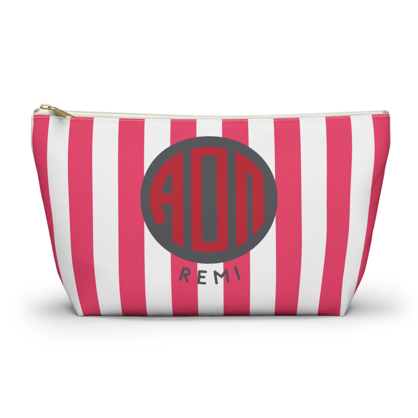 Alpha Omicron Pi Personalized Stripe Makeup Bag - Ivy Society