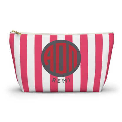 Alpha Omicron Pi Personalized Stripe Makeup Bag - Ivy Society