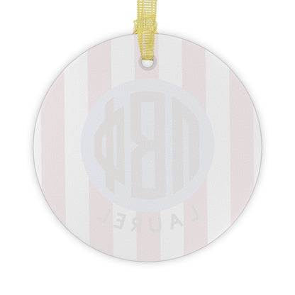Pi Beta Phi Personalized Stripe Glass Ornament - Ivy Society