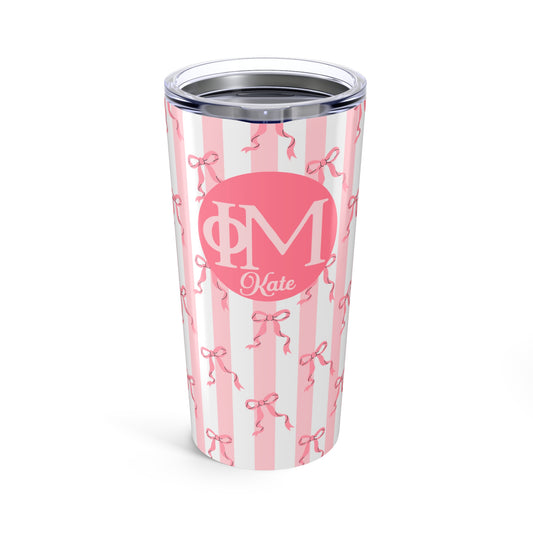 Phi Mu Personalized Bow Tumbler