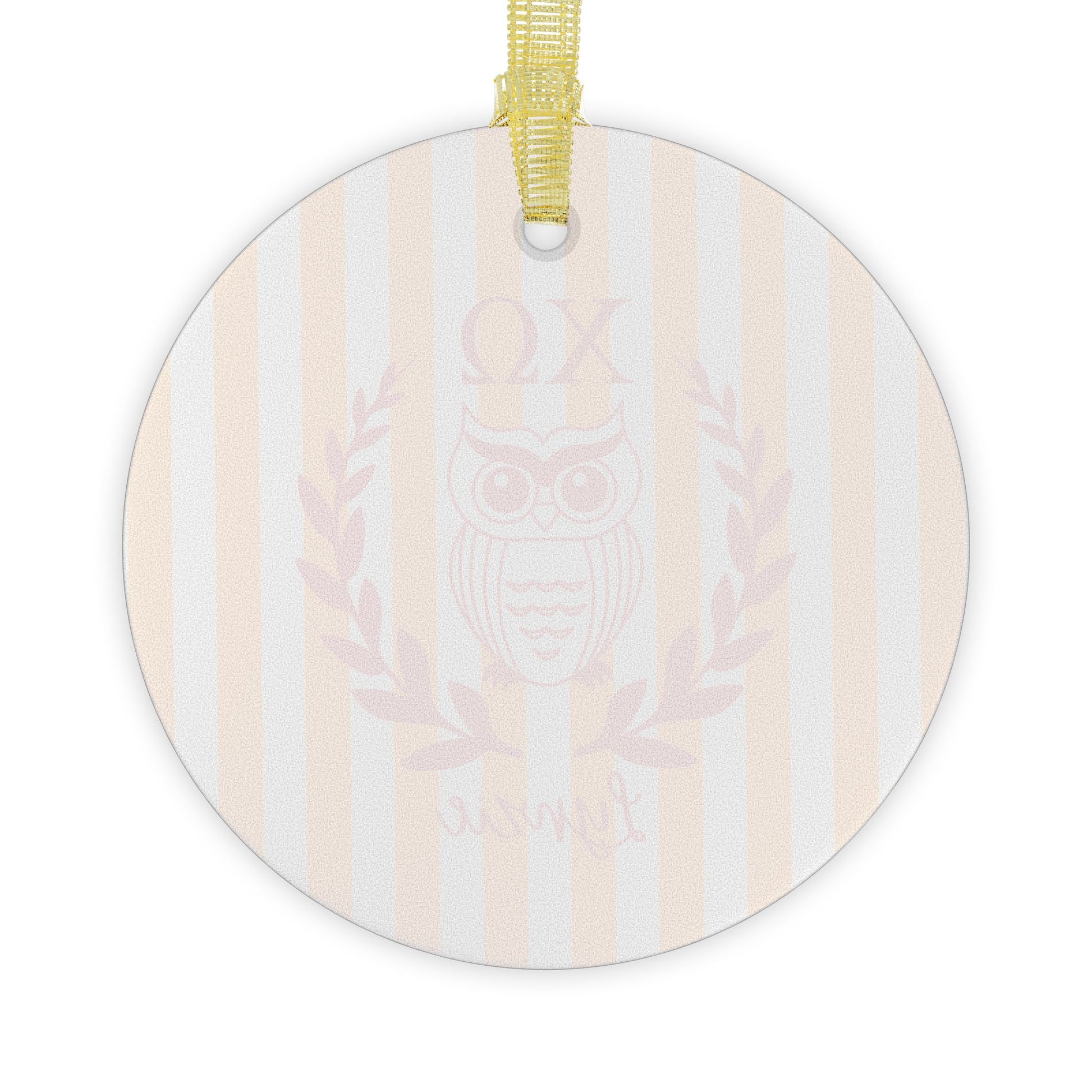 Chi Omega Personalized Owl Glass Ornament - Ivy Society
