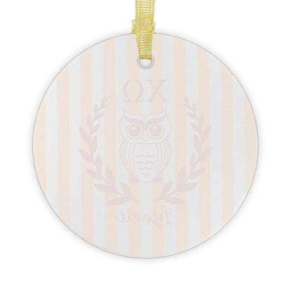 Chi Omega Personalized Owl Glass Ornament - Ivy Society