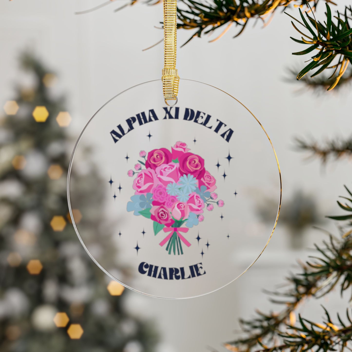 Alpha Xi Delta Bouquet Personalized Acrylic Ornament