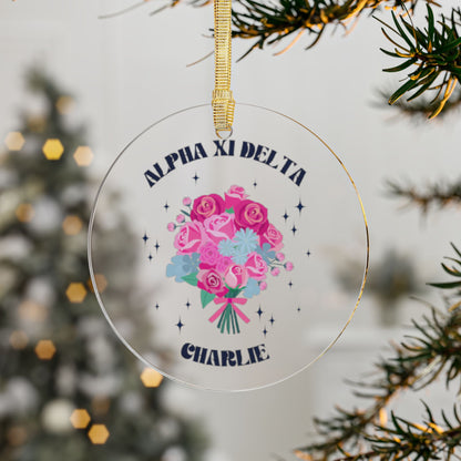 Alpha Xi Delta Bouquet Personalized Acrylic Ornament