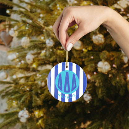 Tri Delta Personalized Stripe Glass Ornament - Ivy Society