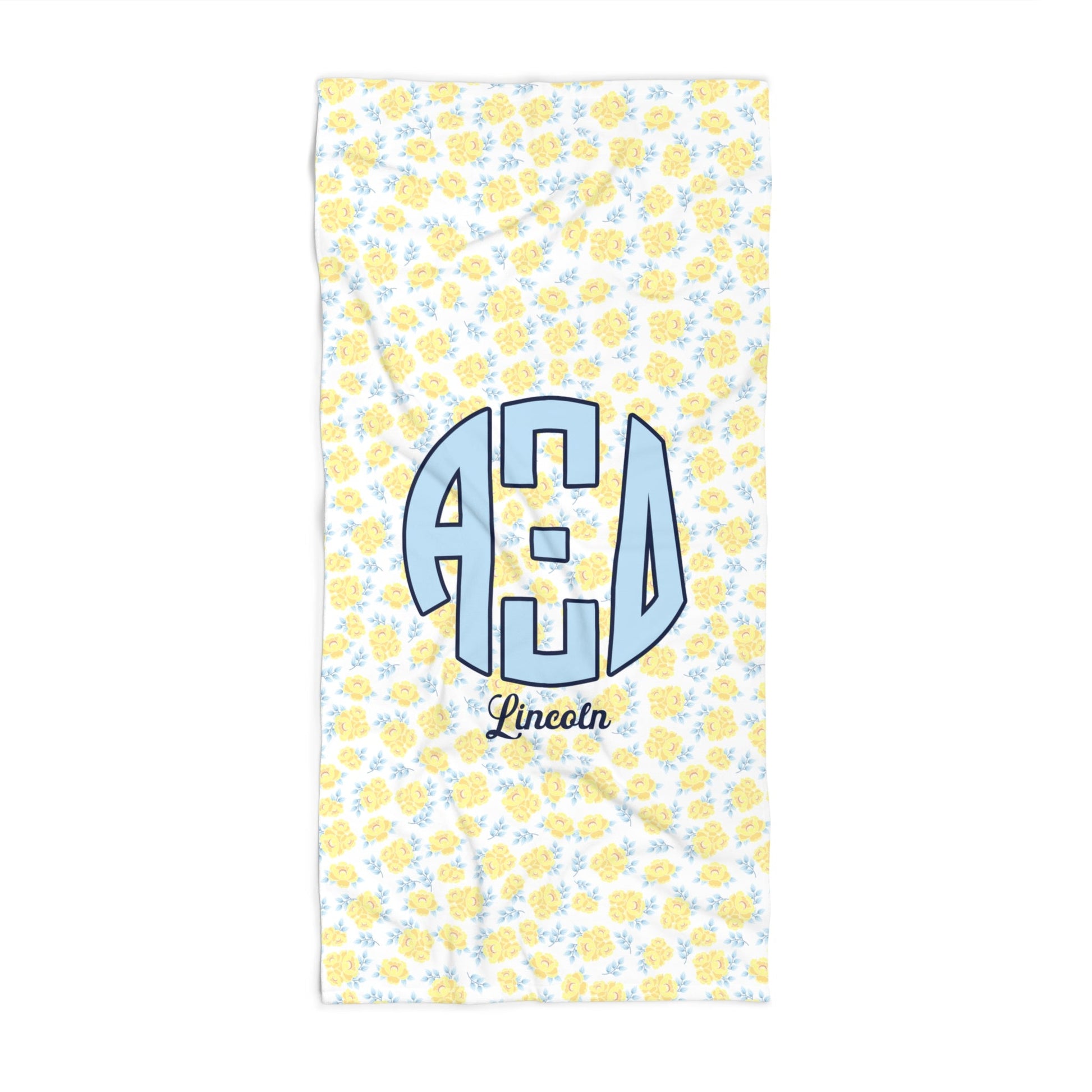 Alpha Xi Delta Personalized Flower Beach Towel - Ivy Society