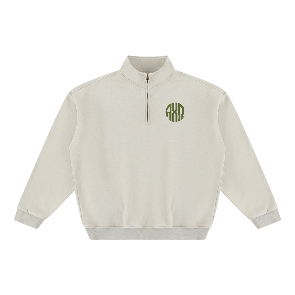 Alpha Chi Omega Round Monogram Quarter Zip Sweatshirt