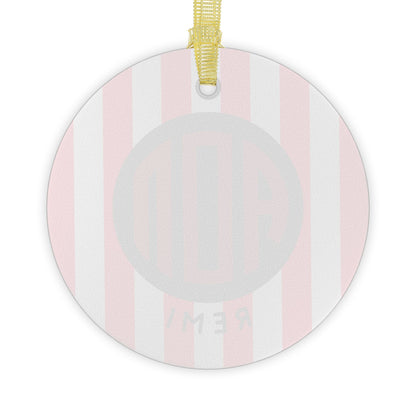 Alpha Omicron Pi Personalized Stripe Glass Ornament - Ivy Society