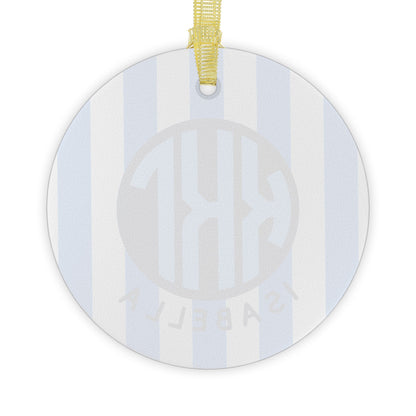 Kappa Kappa Gamma Personalized Stripe Glass Ornament - Ivy Society