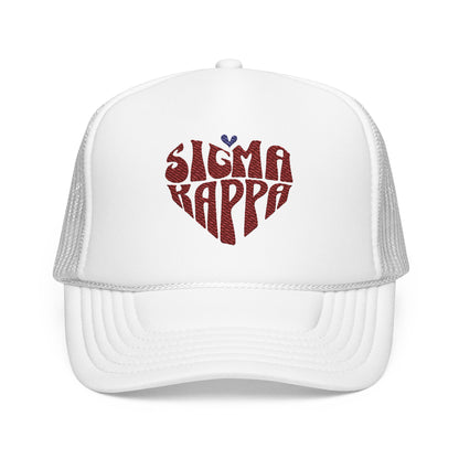 Embroidered Sigma Kappa Heart Trucker Hat - Ivy Society
