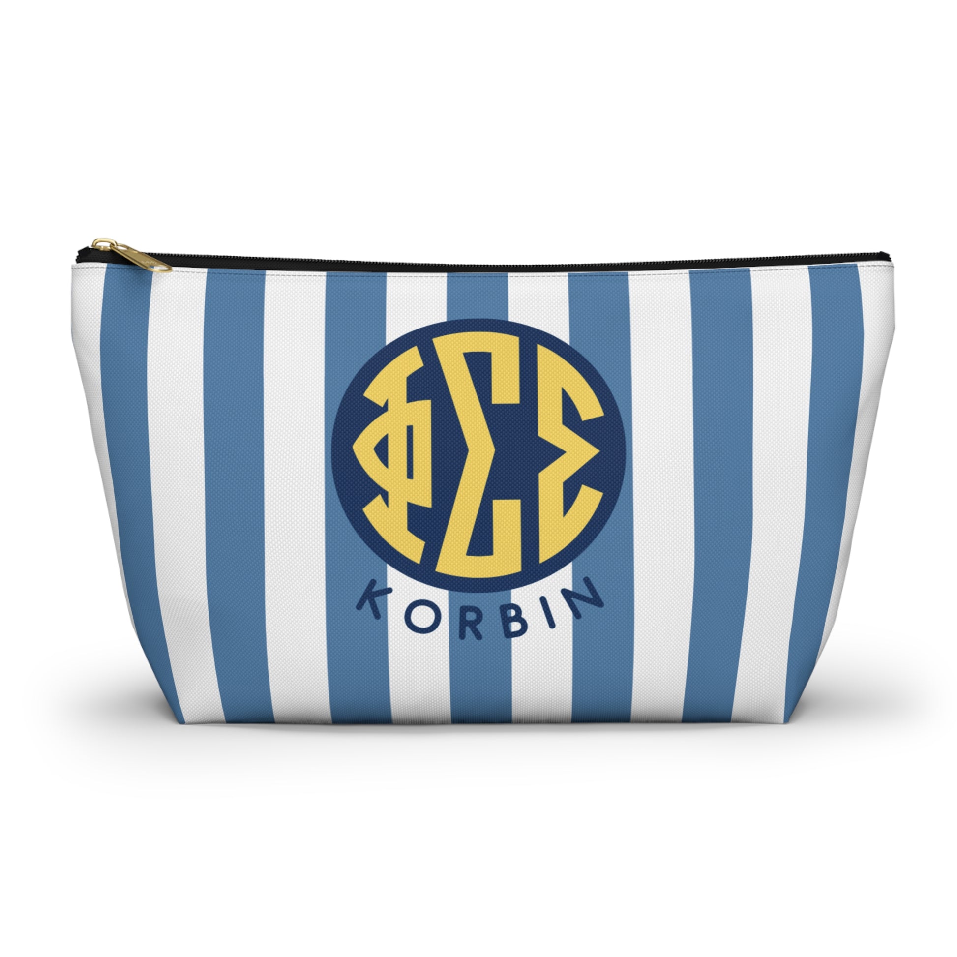 Phi Sigma Sigma Personalized Stripe Makeup Bag - Ivy Society