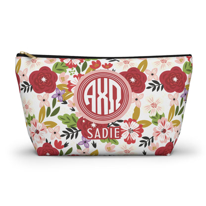 Alpha Chi Omega Personalized Floral Makeup Bag - Ivy Society