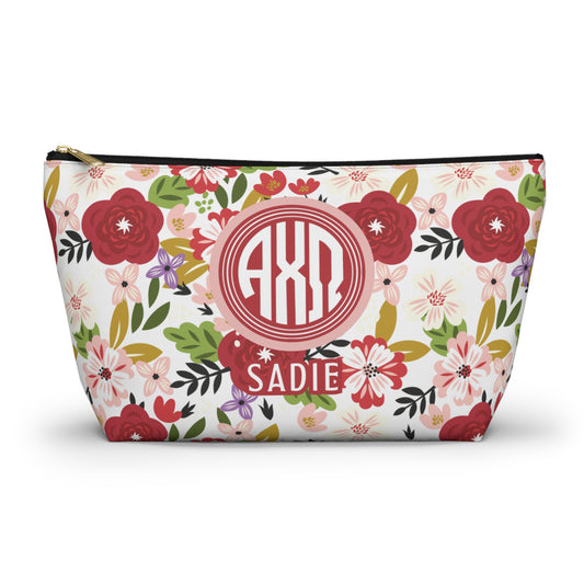 Alpha Chi Omega Personalized Floral Makeup Bag - Ivy Society
