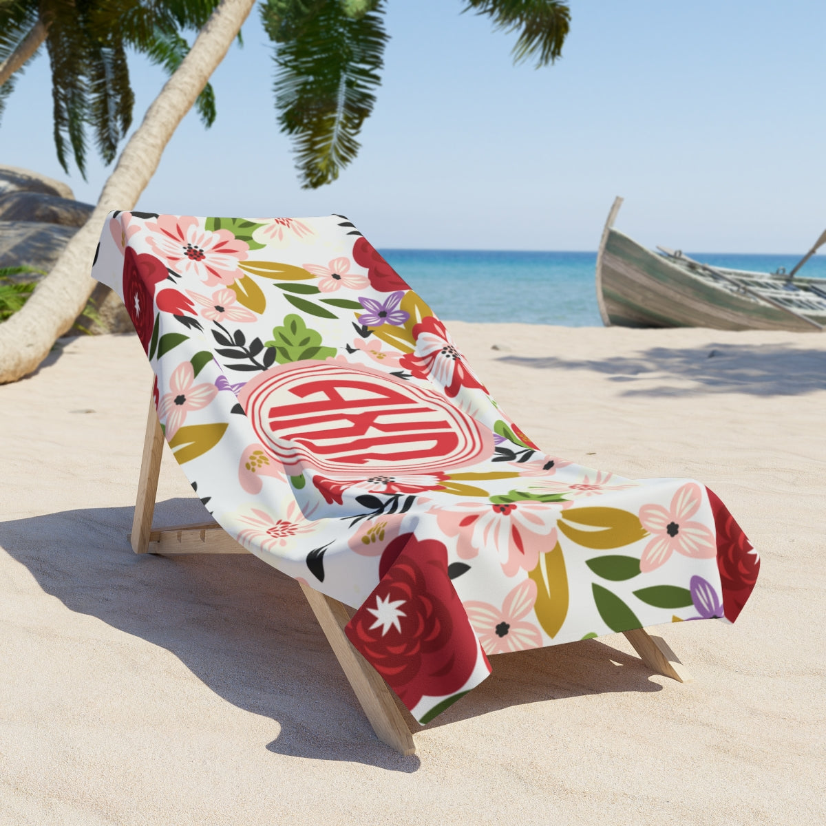 Alpha Chi Omega Floral Beach Towel