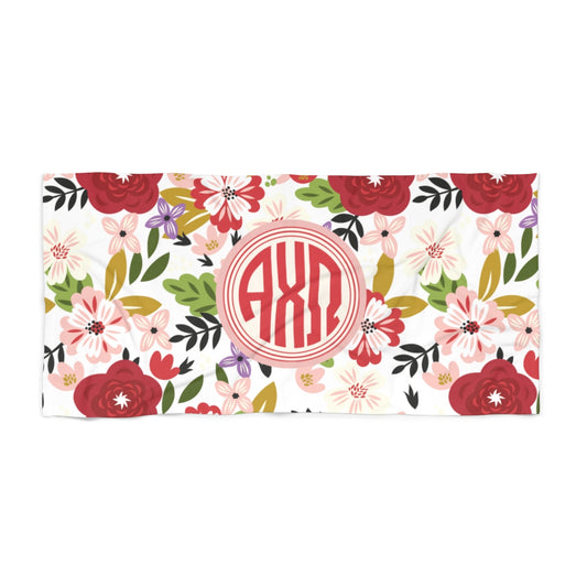 Alpha Chi Omega Floral Beach Towel