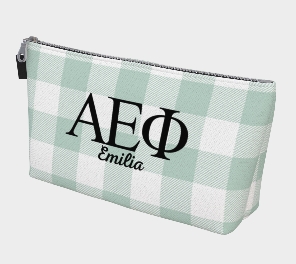 Alpha Epsilon Phi Personalized Gingham Makeup Bag