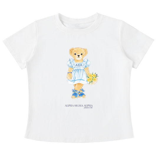 Alpha Sigma Alpha Flower Bear T Shirt