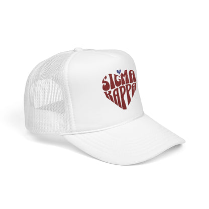 Embroidered Sigma Kappa Heart Trucker Hat - Ivy Society