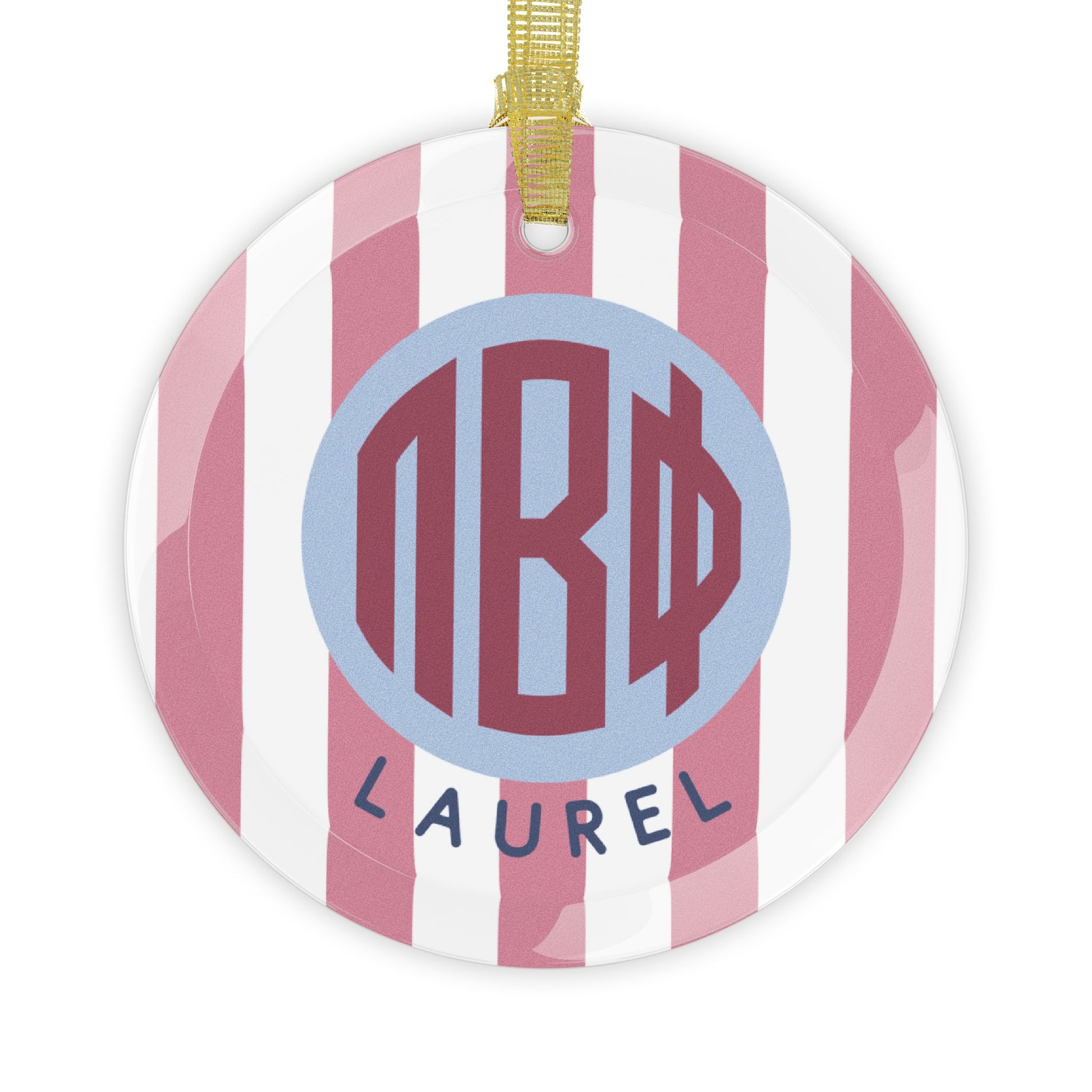 Pi Beta Phi Personalized Stripe Glass Ornament - Ivy Society