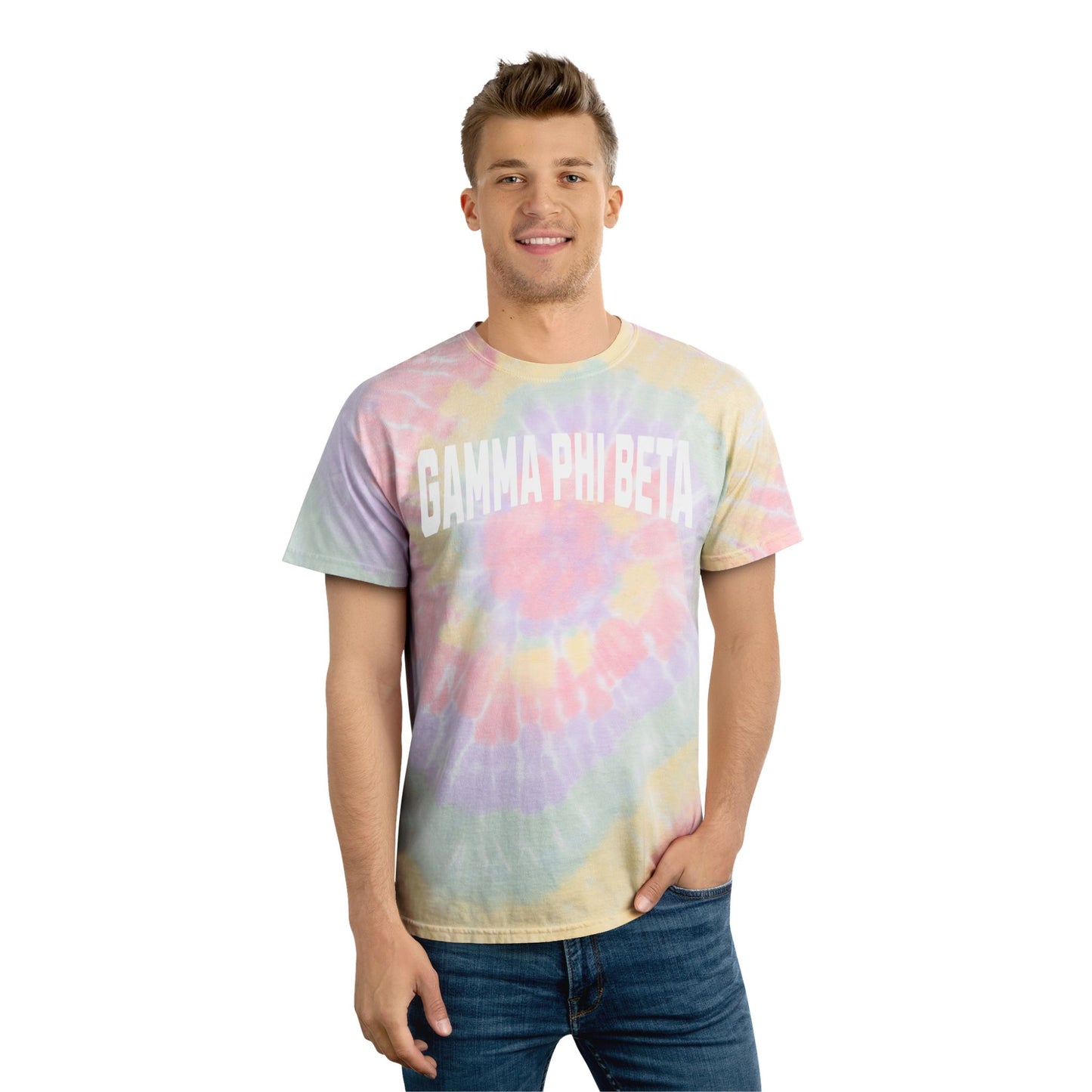 Gamma Phi Beta Tie-Dye Tshirt, sorority tshirt, sorority merch, Gamma Phi Beta merch, Gamma Phi Beta gifts, sorority gifts