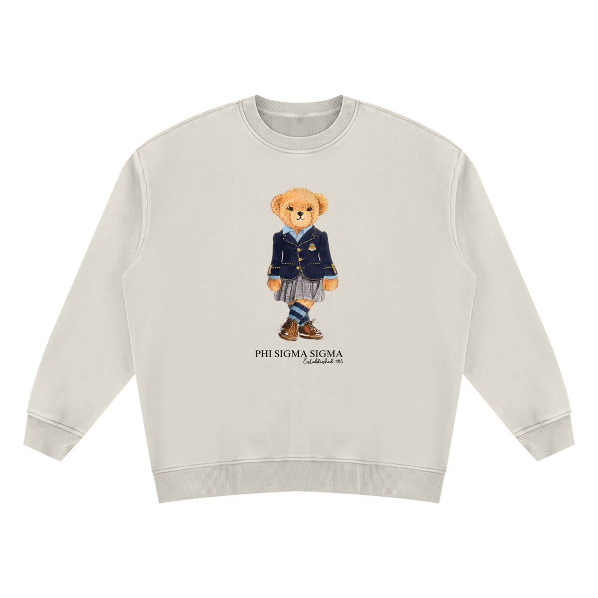 Phi Sigma Sigma Sorority Bear Vintage Wash Sweatshirt