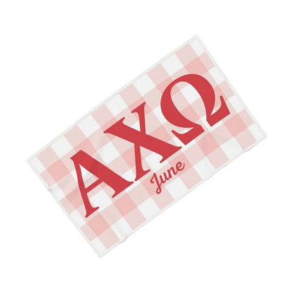 Alpha Chi Omega Personalized Plaid Beach Towel