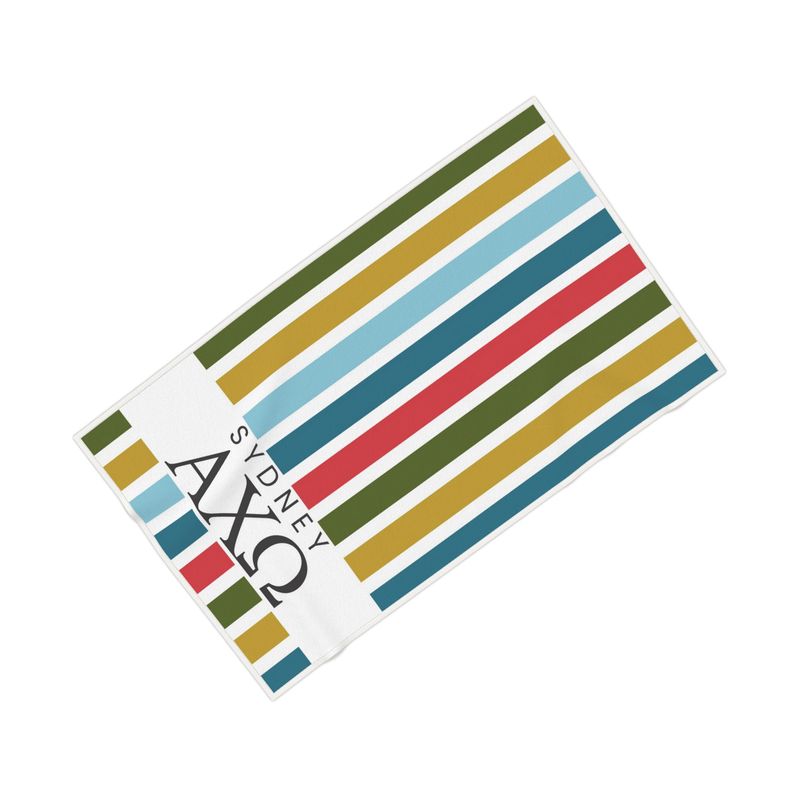 Alpha Chi Omega Personalized Stripe Beach Towel - Ivy Society
