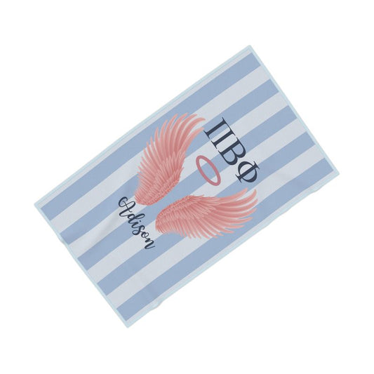 Pi Beta Phi Personalized Pink Angel Wing Beach Towel - Ivy Society