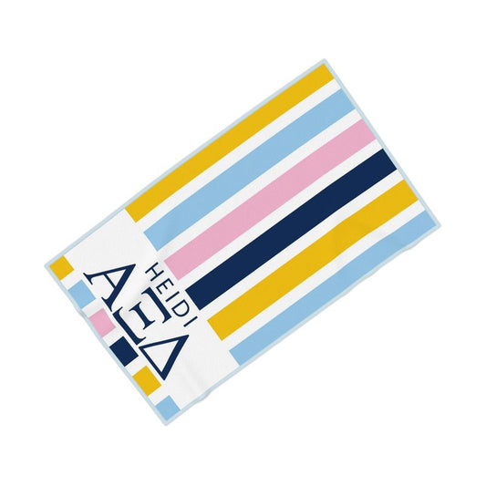 Alpha Xi Delta Personalized Stripe Beach Towel