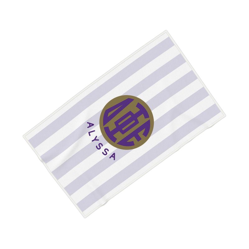 Delta Epsilon Phi Personalized Stripe Beach Towel - Ivy Society