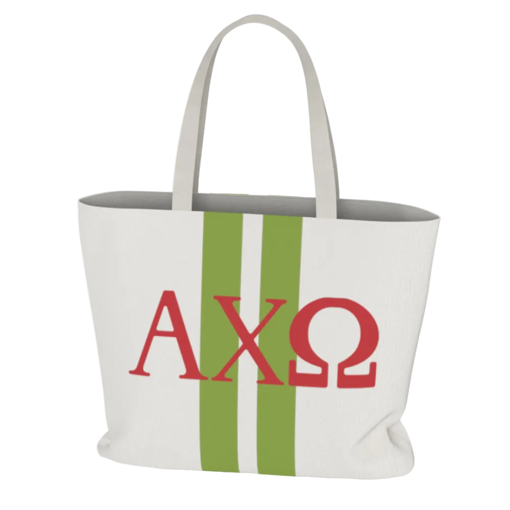 Alpha Chi Omega Personalized Stripe Tote Bag - Ivy Society