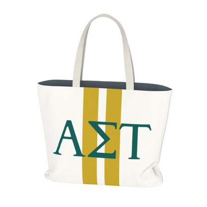 Alpha Sigma Tau Personalized Stripe Tote Bag