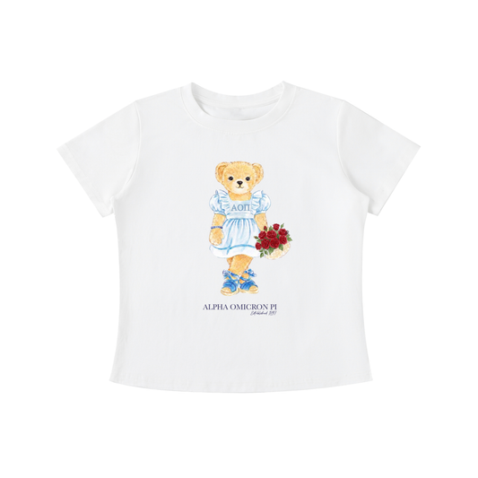 Alpha Omicron Pi Flower Bear T Shirt