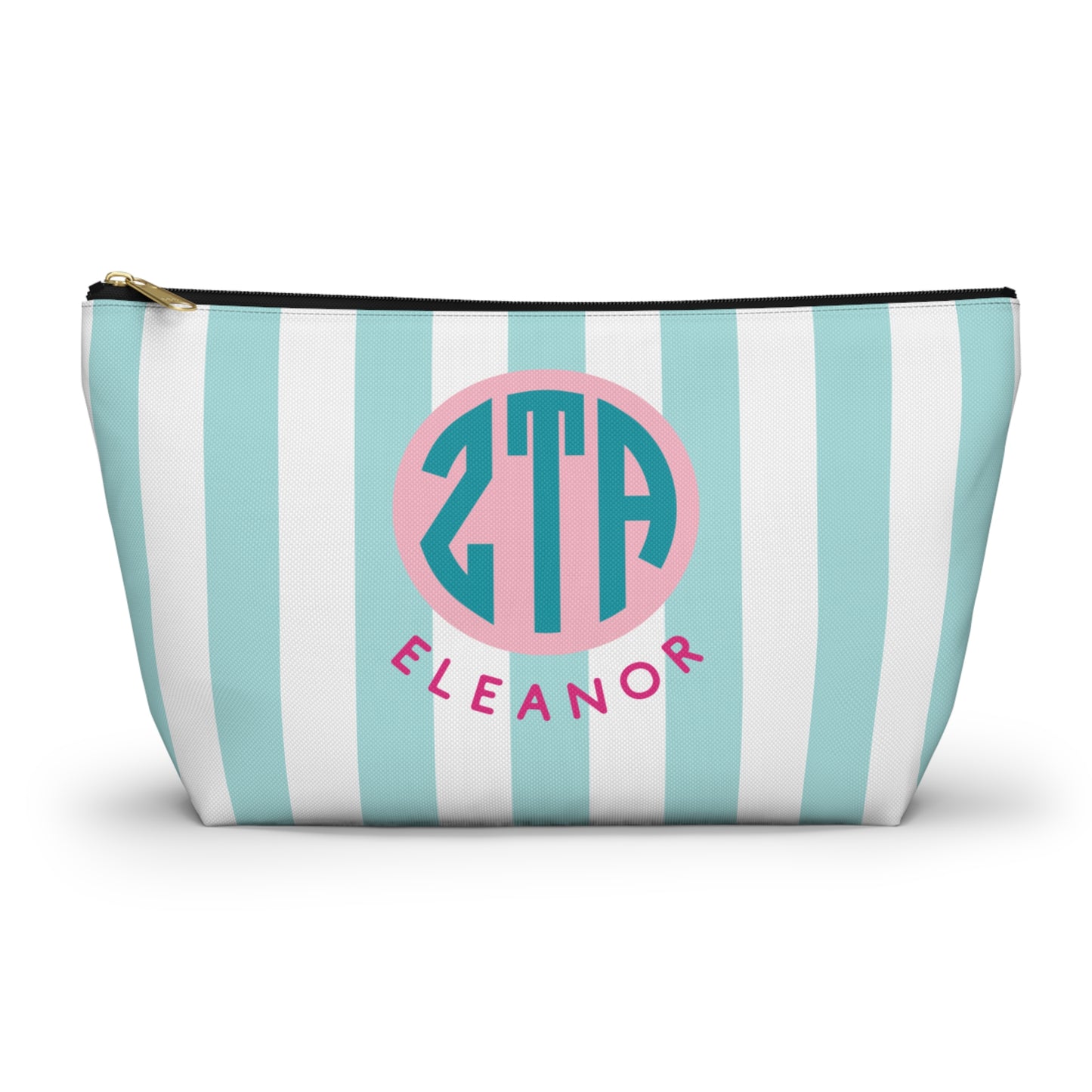 Zeta Tau Alpha Personalized Stripe Makeup Bag - Ivy Society
