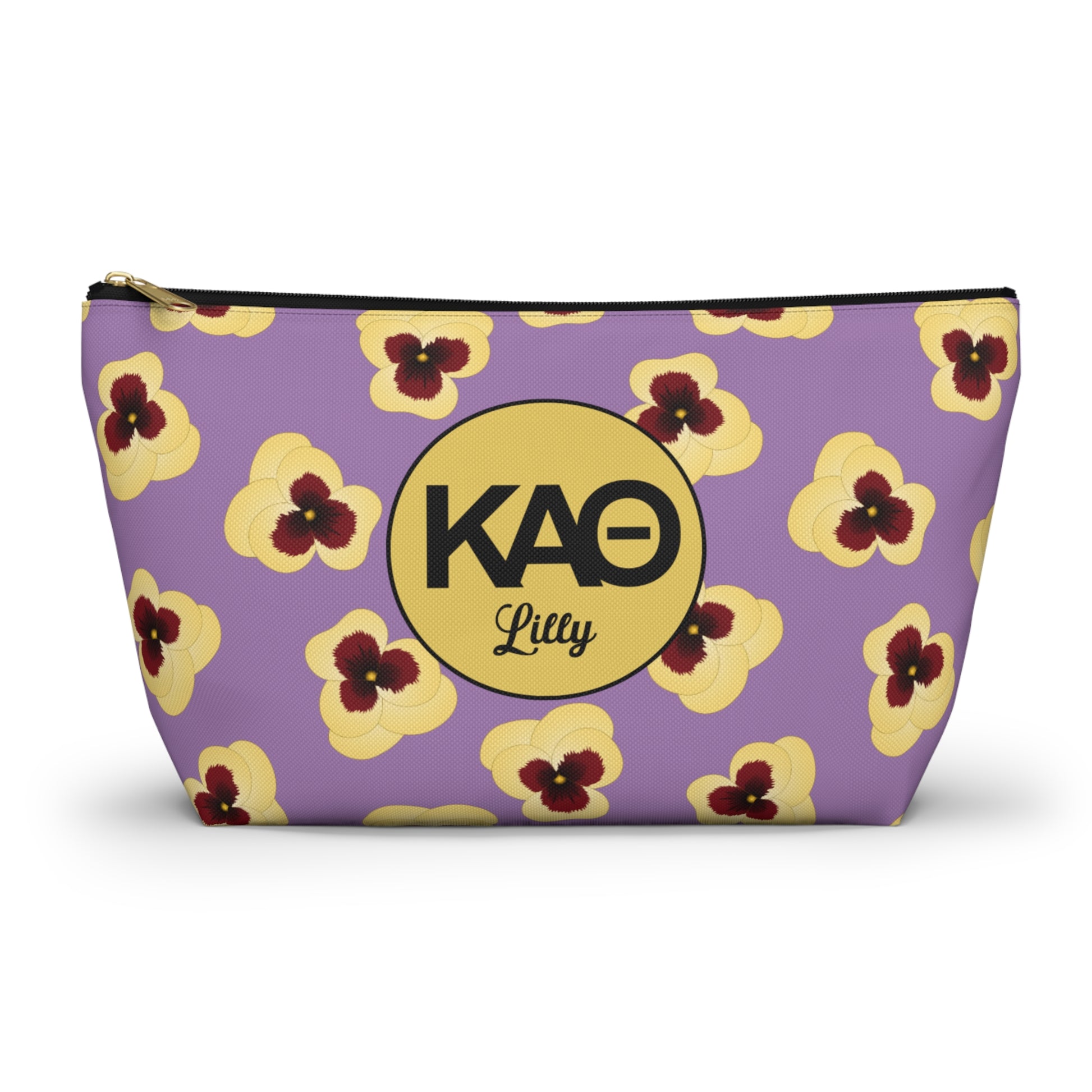 Kappa Alpha Theta Personaized Pansy Makeup Bag - Ivy Society