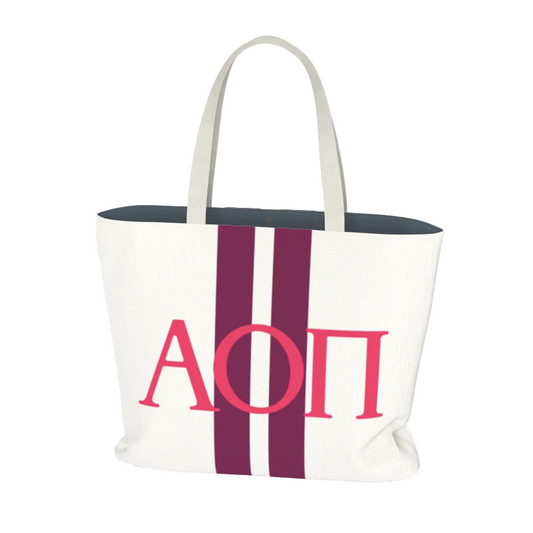 Alpha Omicron Pi Personalized Stripe Tote Bag - Ivy Society