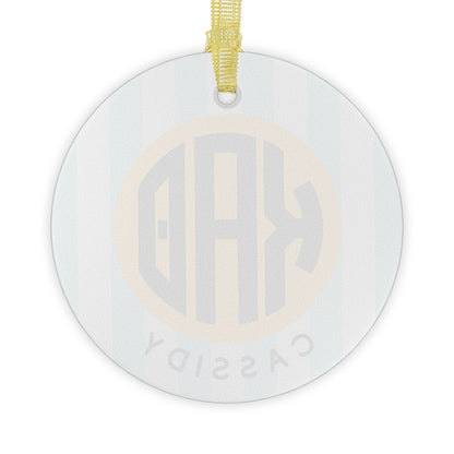 Kappa Alpha Theta Personalized Stripe Glass Ornaments - Ivy Society