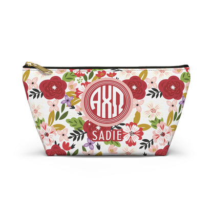 Alpha Chi Omega Personalized Floral Makeup Bag - Ivy Society
