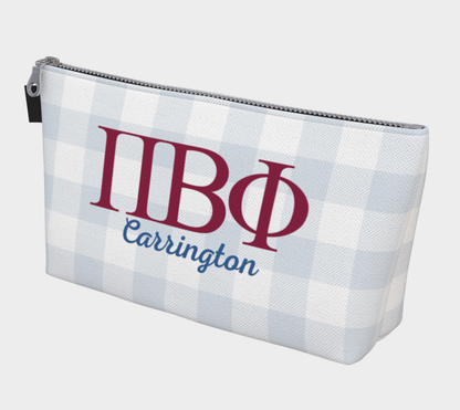 Pi Beta Phi Personalized Plaid Makeup Bag
