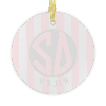 Delta Zeta Personalized Stripe Glass Ornament - Ivy Society